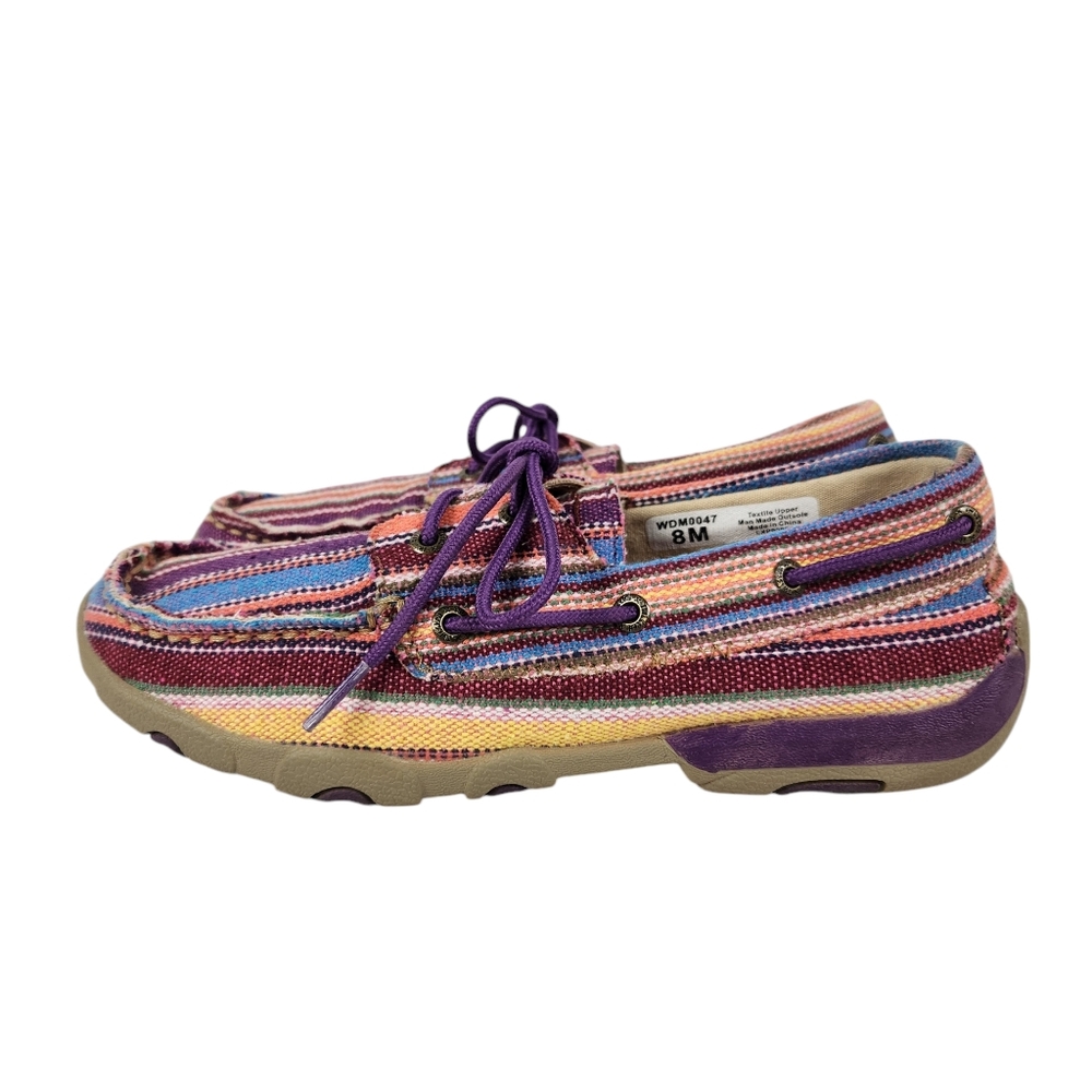 Twisted X Purple Serape Western Boat Deck Casual Lace Up Shoes Women's Size 8 - Picture 2 of 12